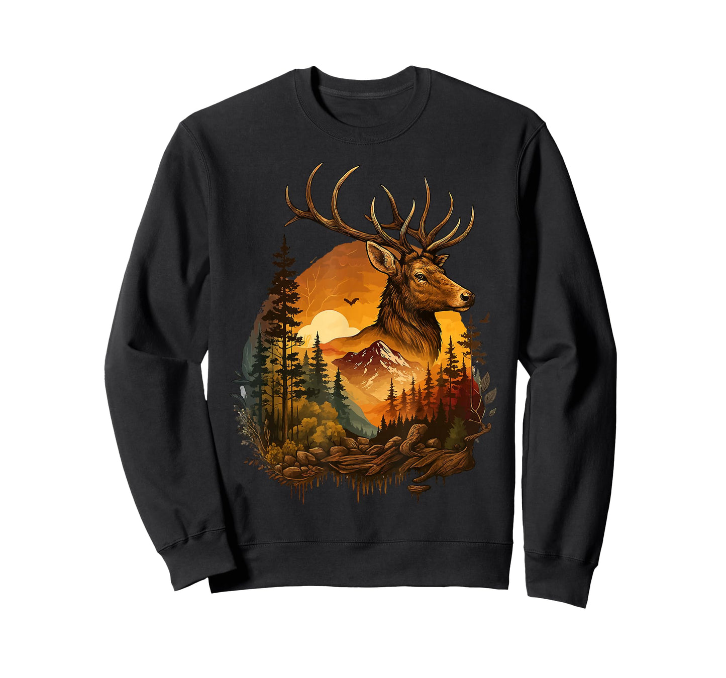 Elk Hunting Hiking Outdoor Camping Stag Forest Wildlife T-Shirt