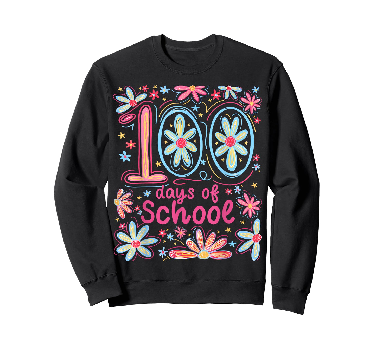 100 Days of School Groovy Flower 100th Day of School Girls T-Shirt