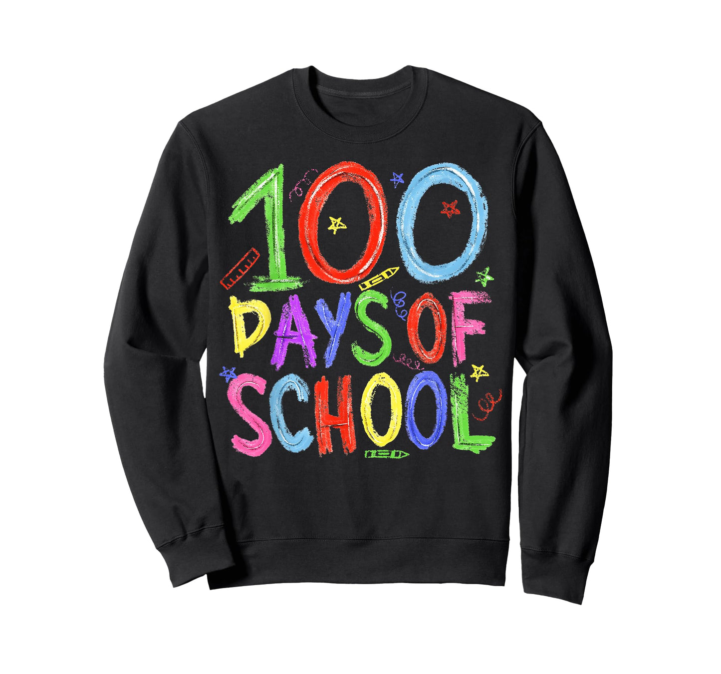 100th Day of School Crayon 100 Teacher Boy Girl Kid T-Shirt