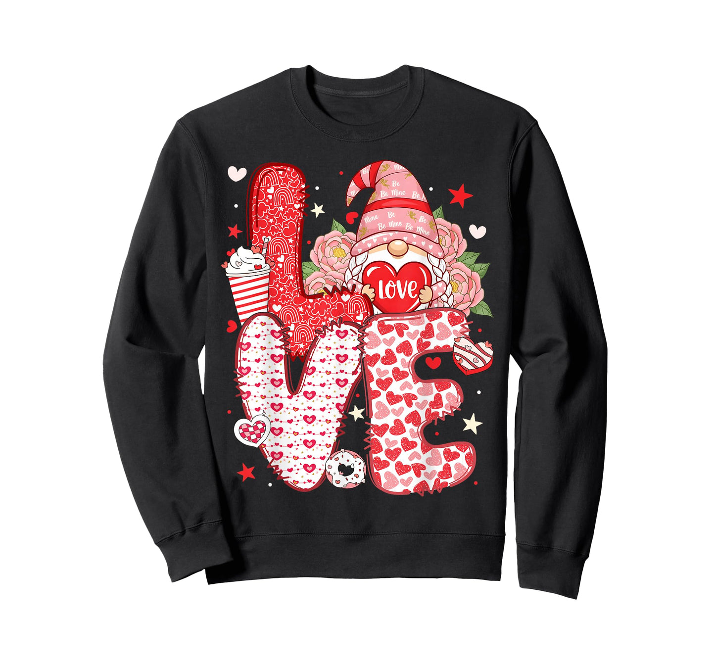 Valentine Funny Gnome Love Red Heart Girl Women Kid T-Shirt
