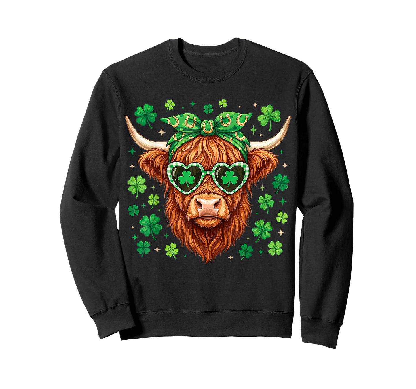Highland Cow St Patricks Day Heifer Saint Pattys Women Kids T-Shirt
