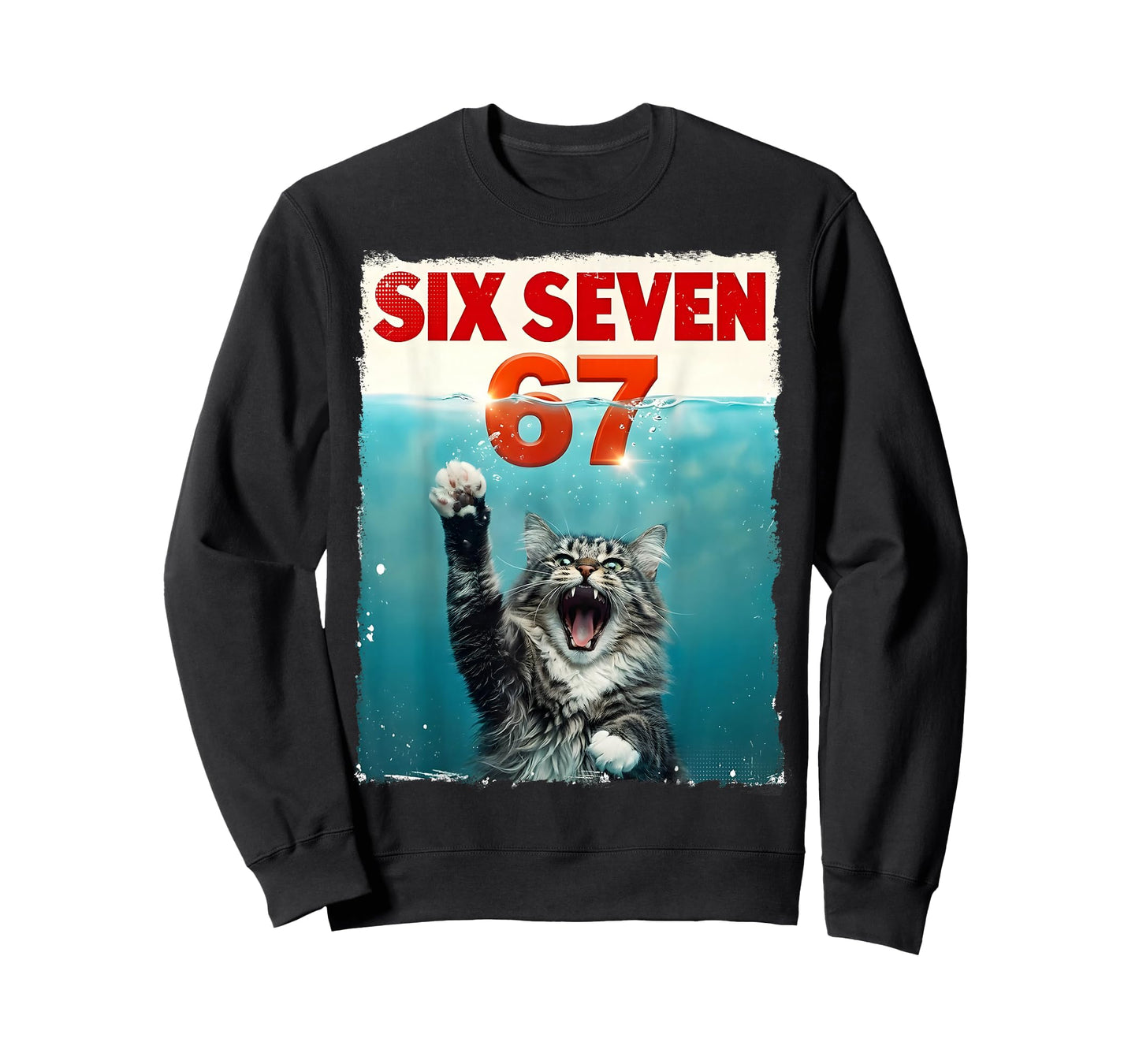 Funny Cat Six Seven 67 Meme Paws Humor Cat 67 Kitten Gift T-Shirt