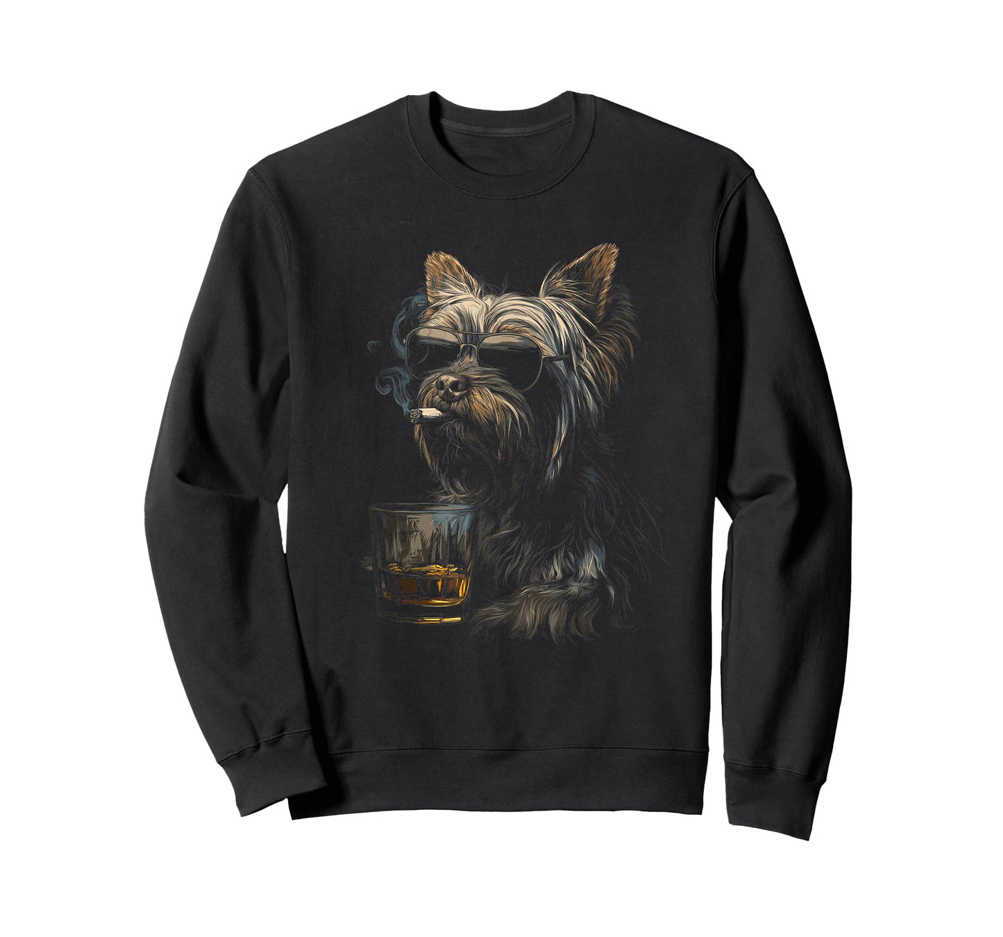 Yorkshire Terrier Smoking Cigarette Whisky Lover Funny Dog T-Shirt