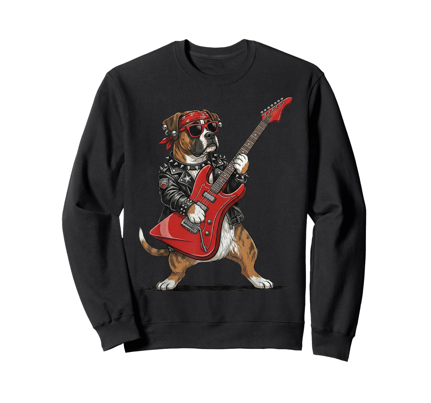 Boxer Dog Rock and Roll Playing Electric Guitar Rockstar T-Shirt