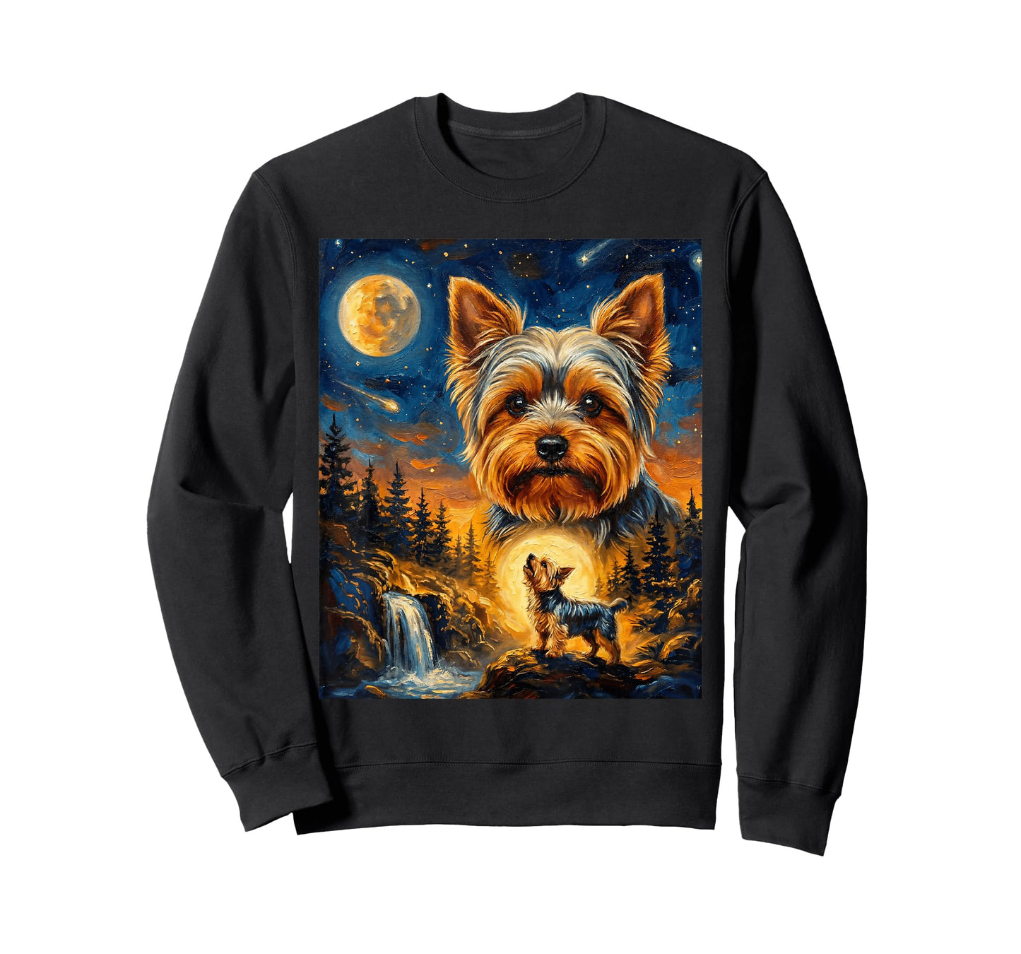 Yorkie Howling to The Moon Vintage Dog T-Shirt
