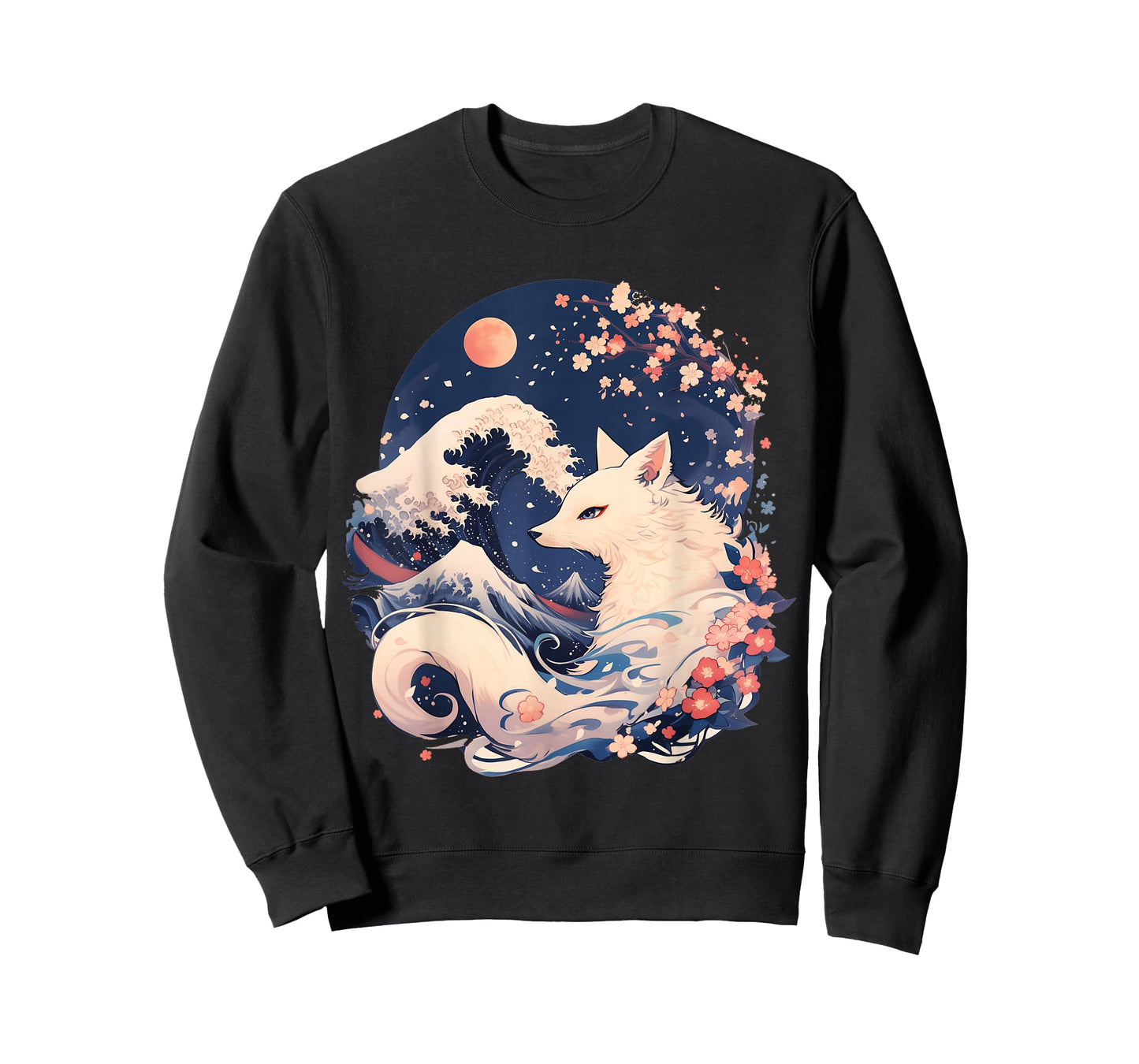 Mystic Kitsune with Cherry Blossoms and Mt. Fuji T-Shirt