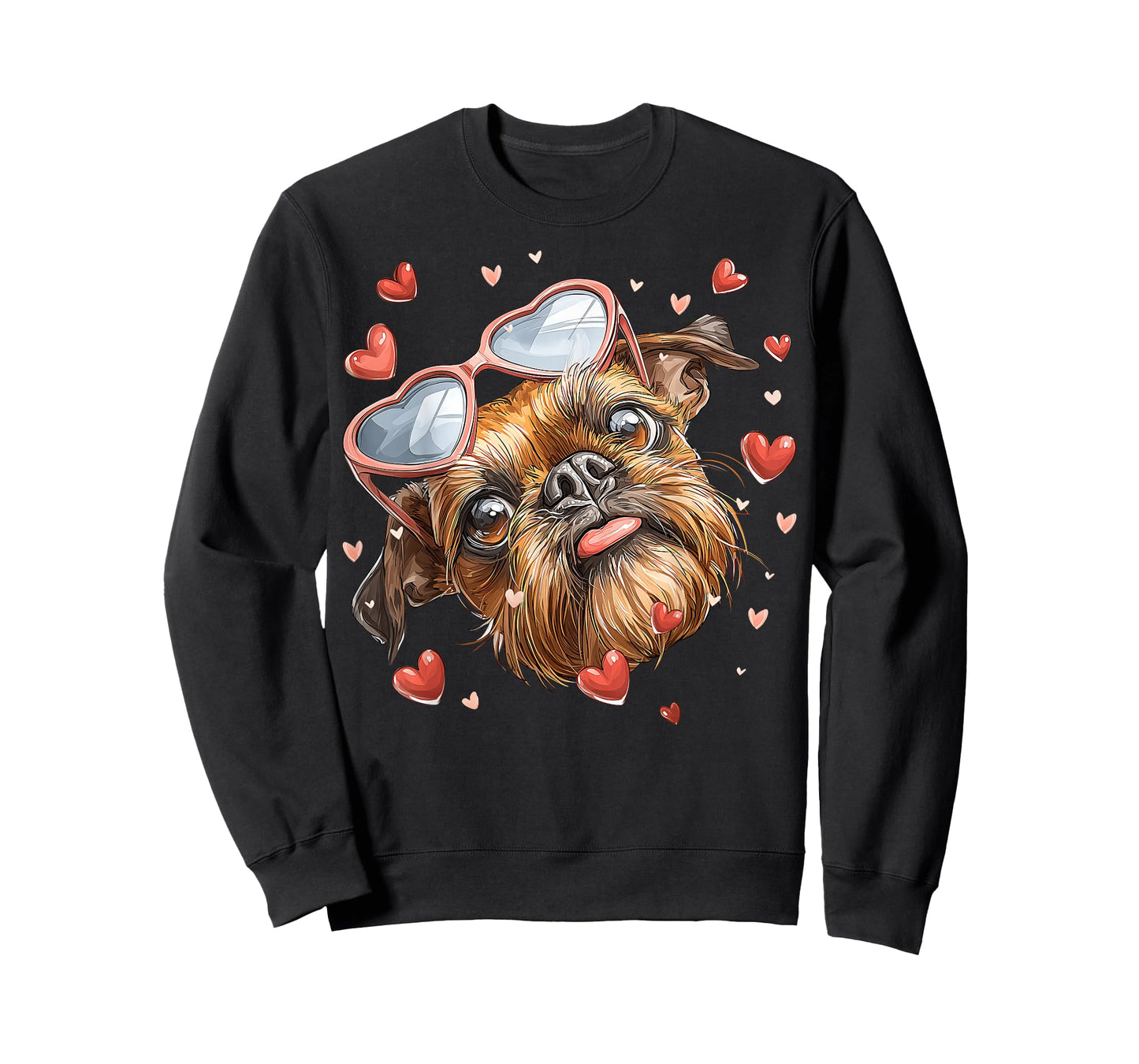 Brussels Griffon Dog Valentine's Day Heart Sunglasses T-Shirt