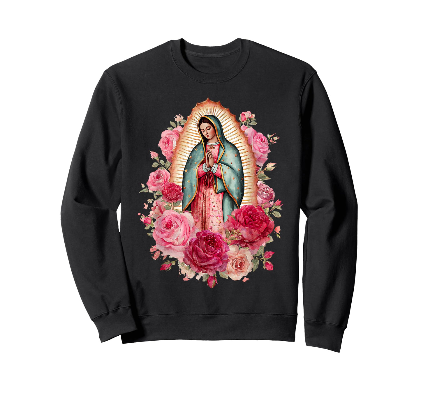 Our Lady Virgen De Guadalupe Saint Virgin Mary Pink Roses T-Shirt