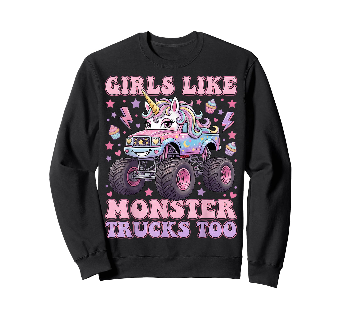 Girls Like Monster Trucks Too Cute Unicorn for Women Girls T-Shirt
