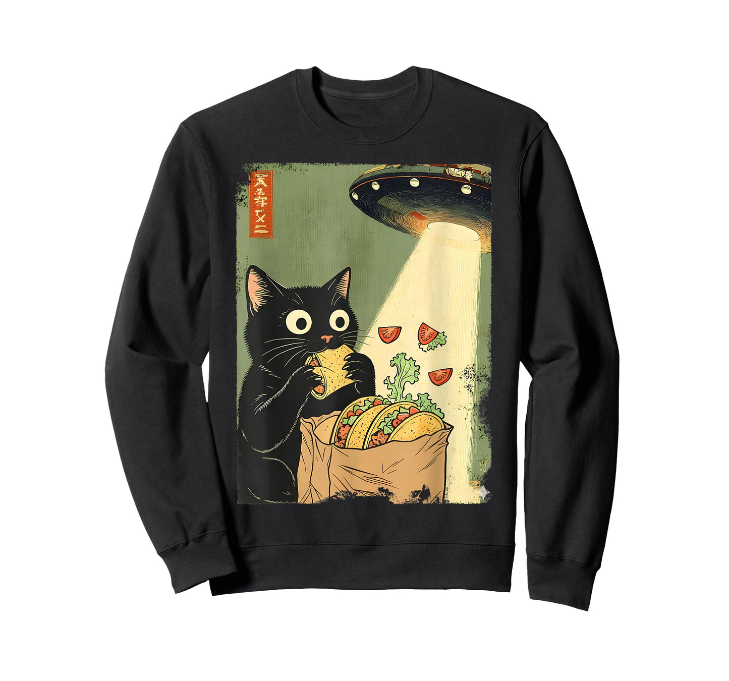 Funny Cat Tacos UFO Japanese Anime for Men Women Teens Kids T-Shirt