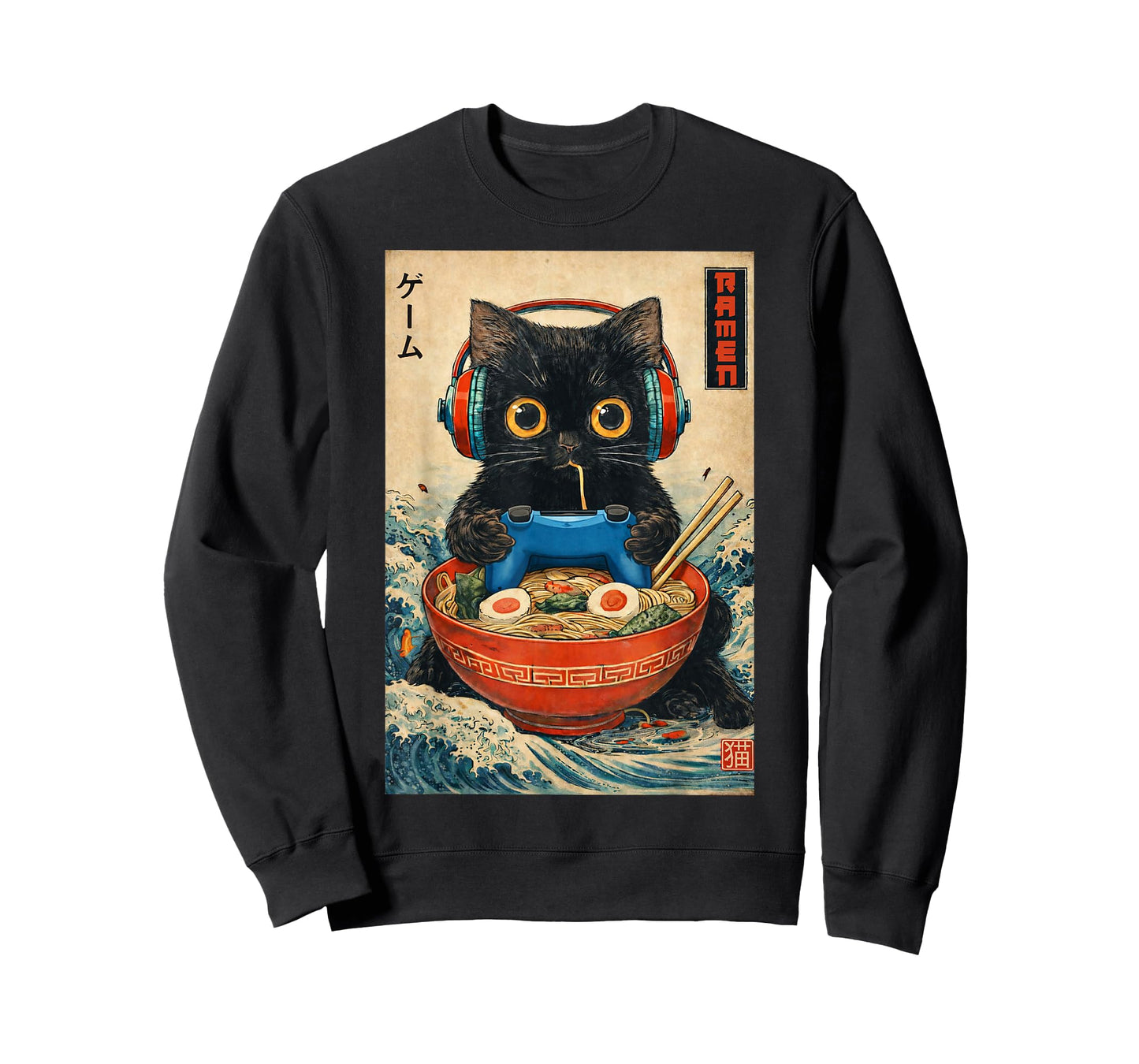 Cat Ramen Japanese Funny Graphic Tees Kawaii Cat Anime Gifts T-Shirt