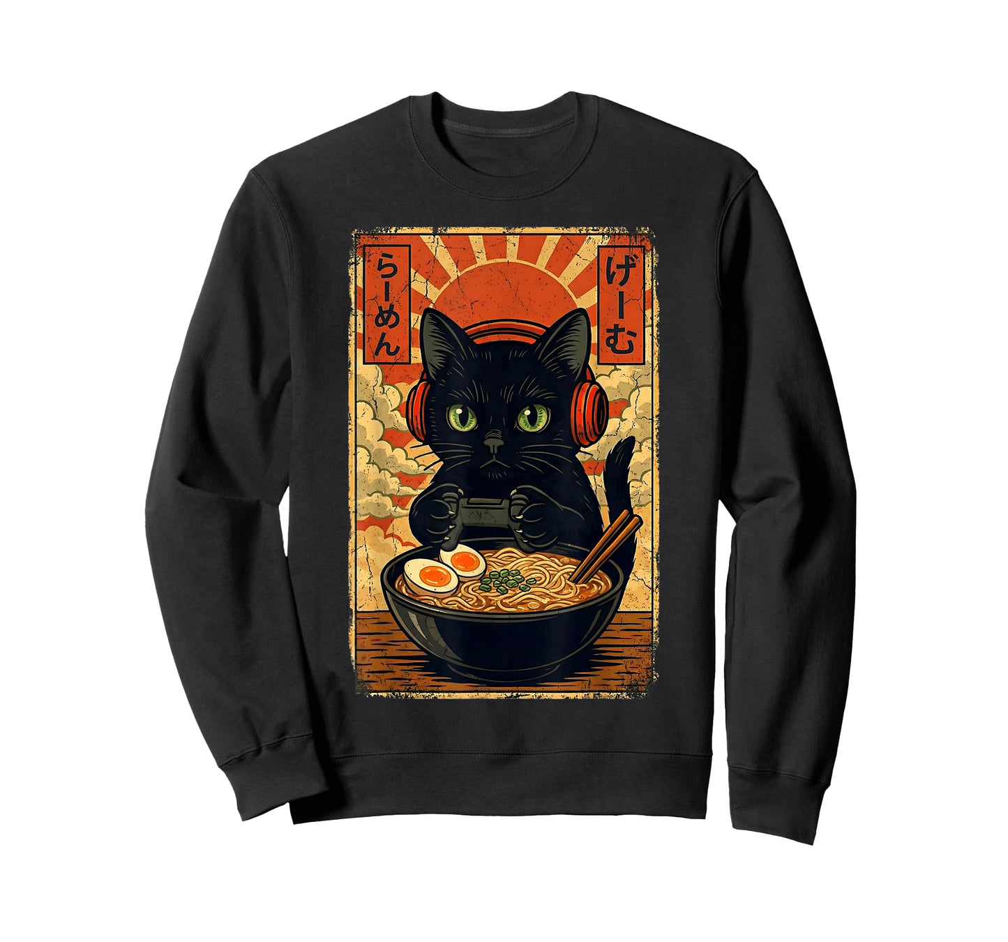 Cat Gamer Gifts Men Anime Kawaii Funny Gaming Headset Cat T-Shirt