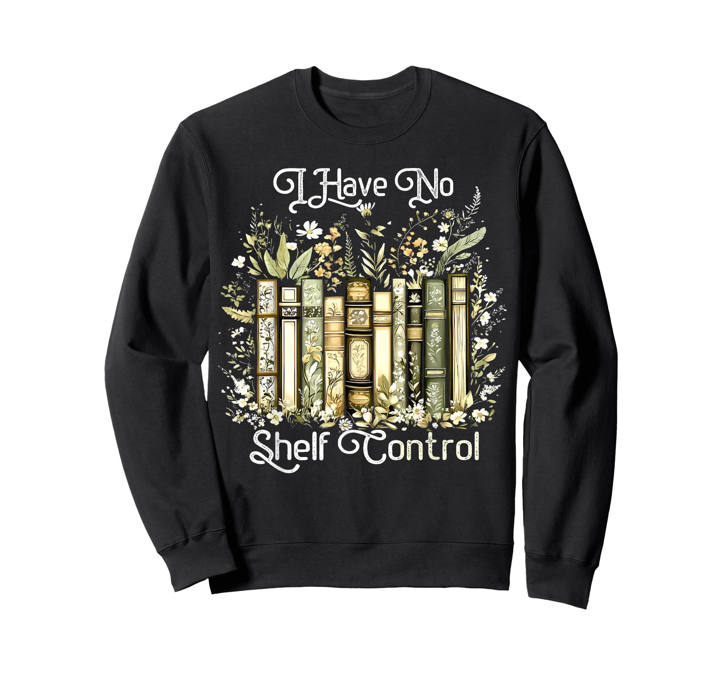 Vintage Floral Bookshelf I Have No Shelf Control Book Lovers T-Shirt