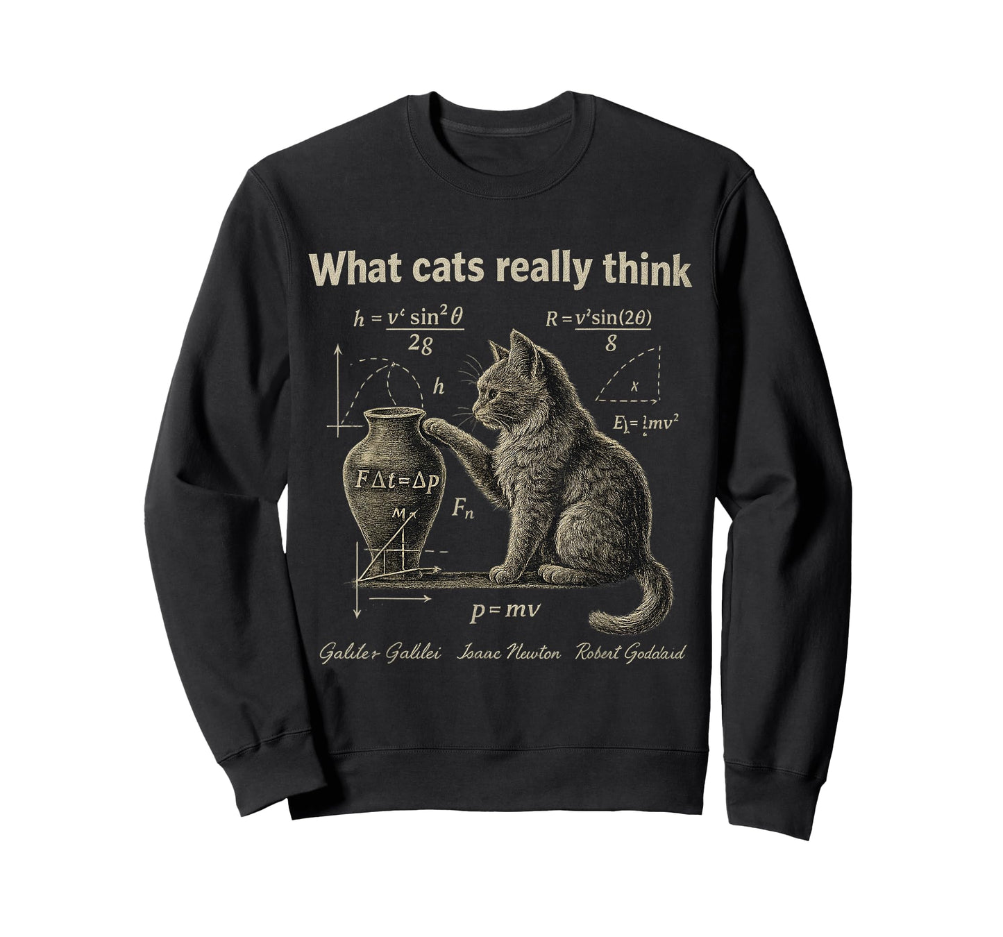What Cats Really Think Funny Science Cat Vintage Physics T-Shirt