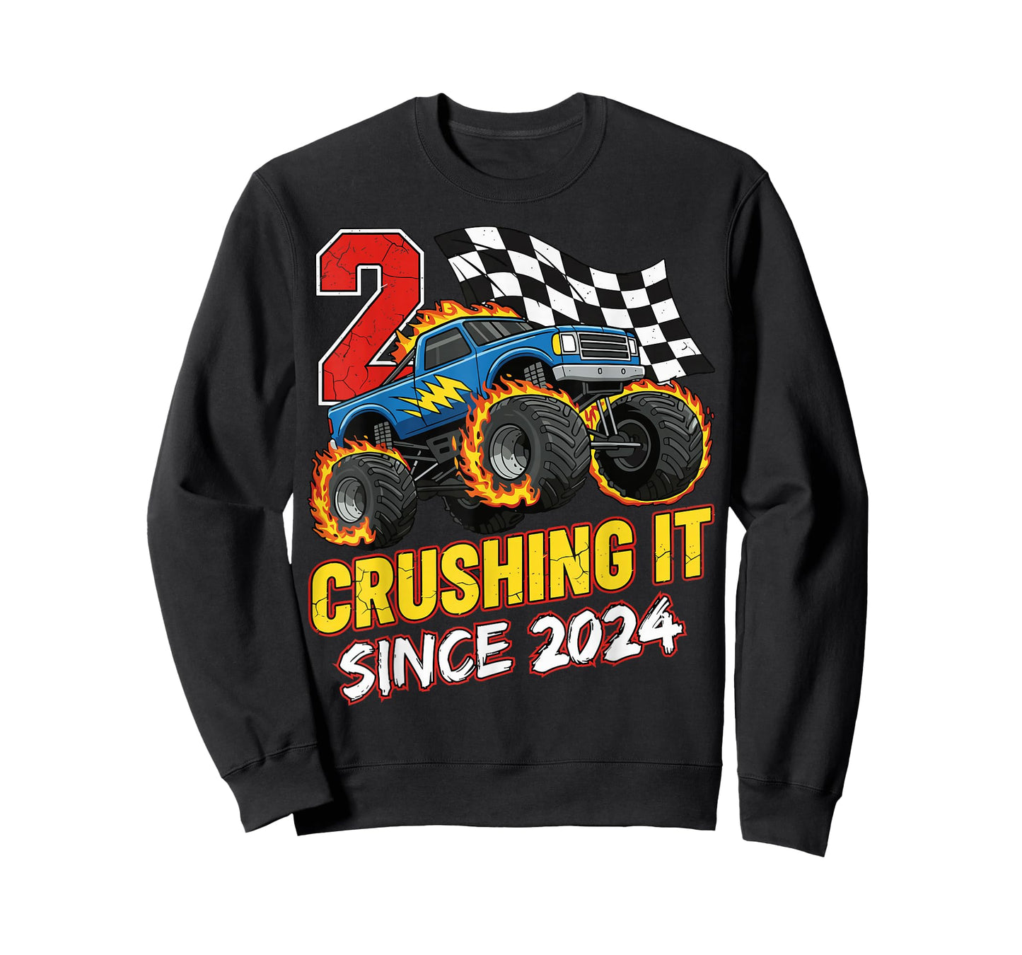 Birthday Monster Truck 2 Year Old Boys 2nd Party Born 2024 T-Shirt
