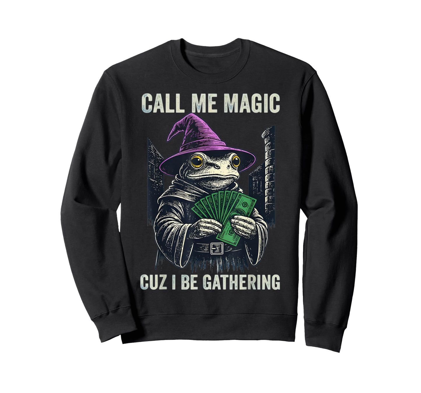 Vintage Frog Call Me Magic Cuz I Be Gathering Funny Wizard T-Shirt
