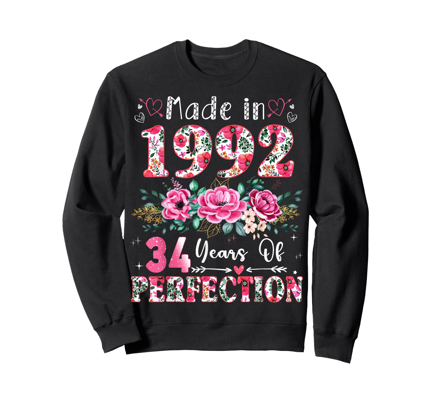 34 Year Old Made in 1992 Floral 34th Birthday Women T-Shirt