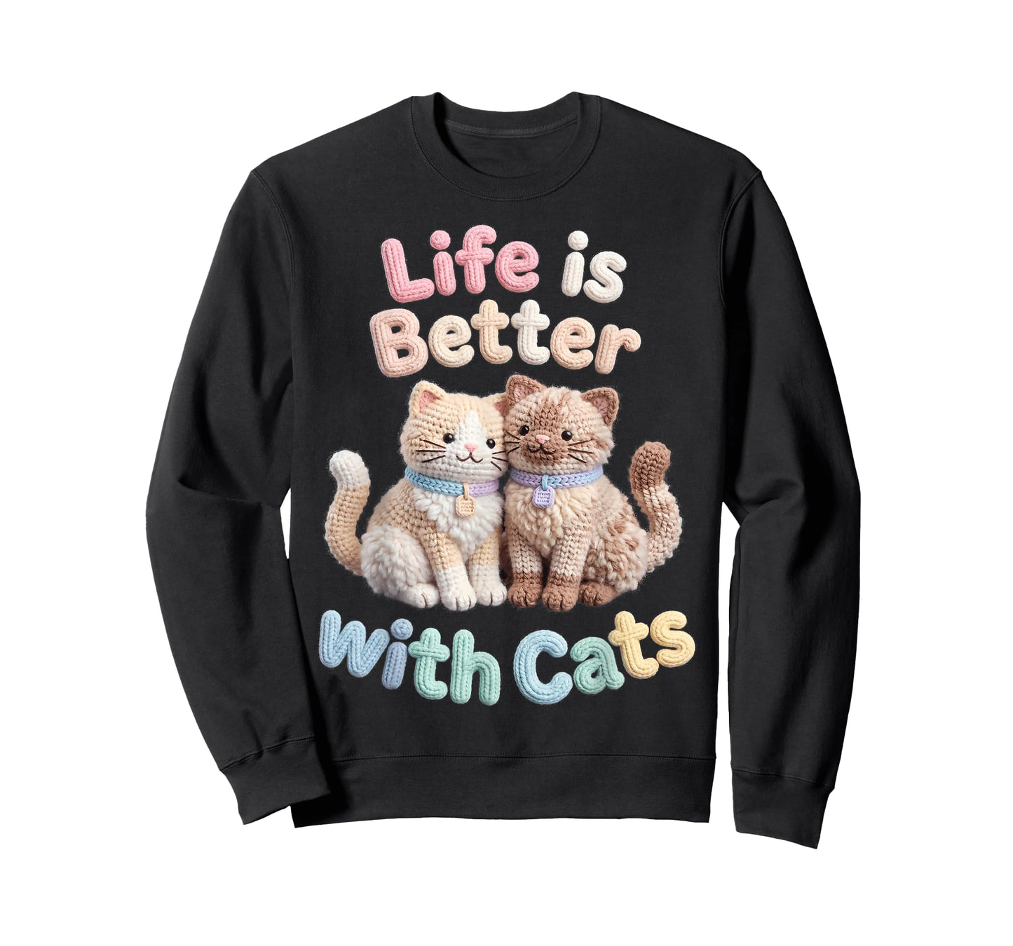 Cat Life is Better with Cats Faux Yarn Feline Owner T-Shirt