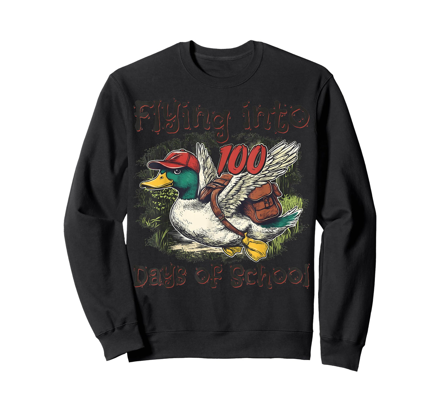 Flying Into 100 Days of School Duck Hunting 100th Day of SCH T-Shirt