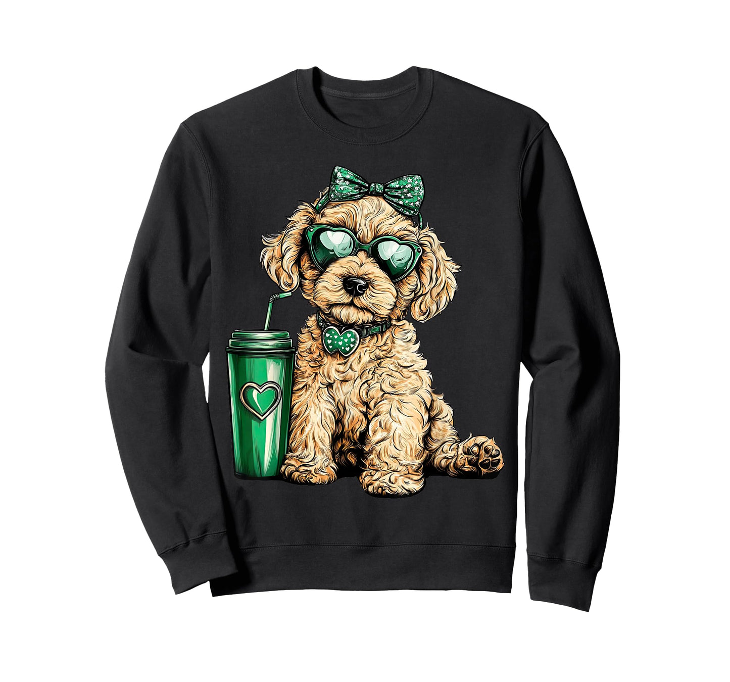 St Patricks Day Golden Doodle Sunglasses Coffee Irish Dog T-Shirt