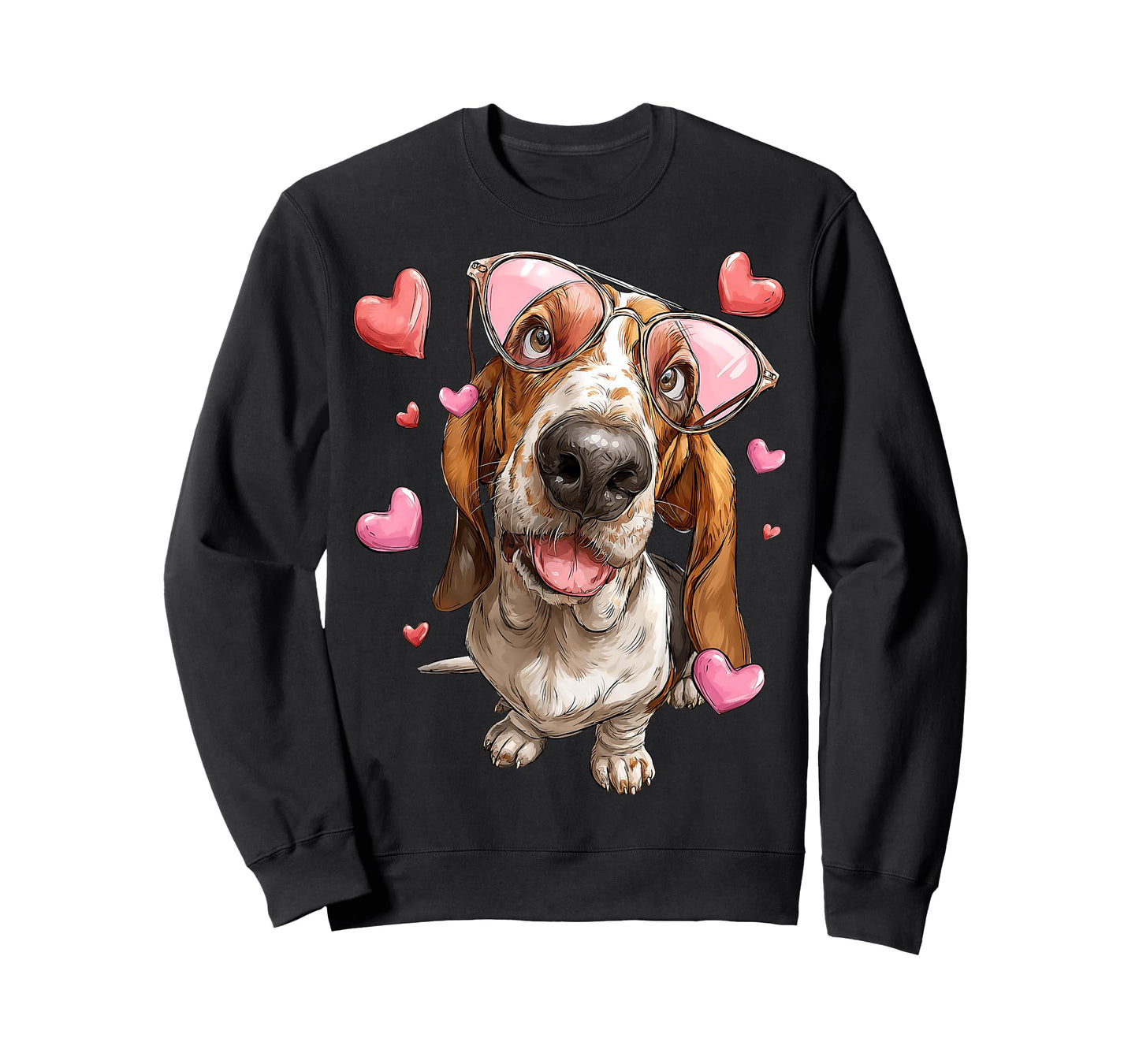 Basset Hound Dog Valentine's Day Heart Sunglasses T-Shirt