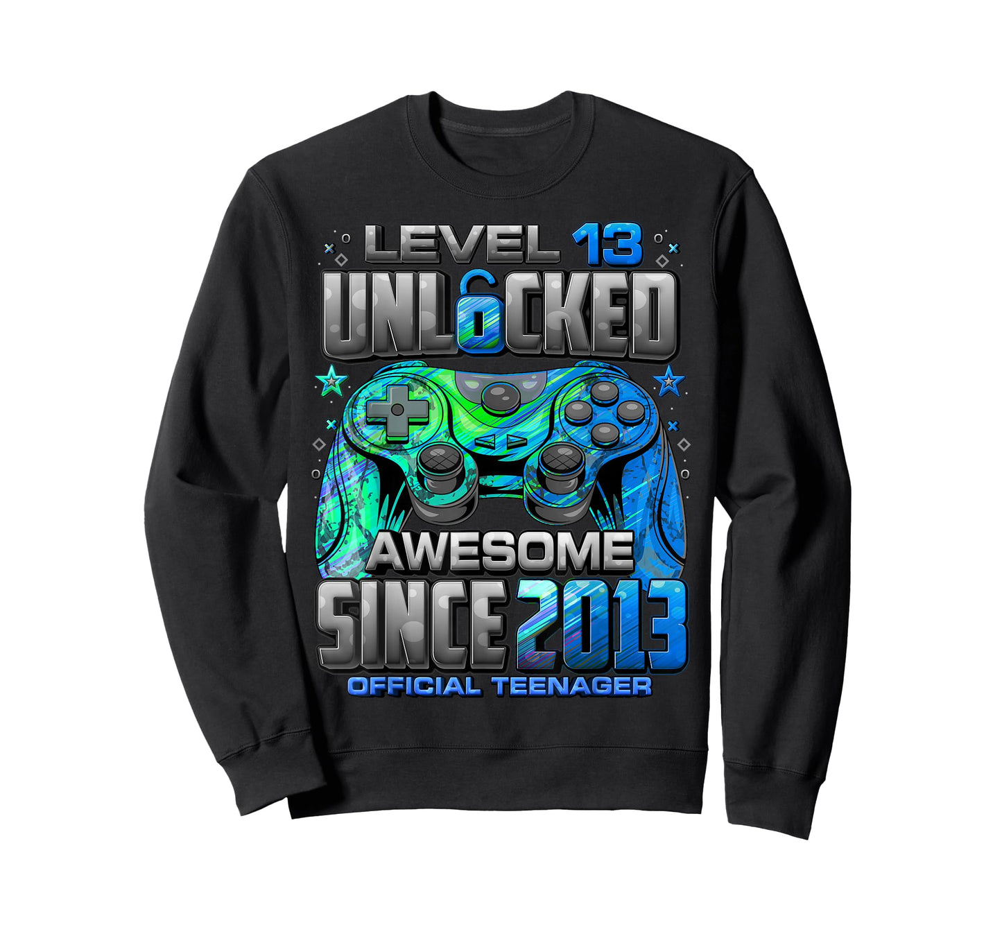 Level 13 Unlocked Awesome Since 2013 13th Birthday Gaming T-Shirt