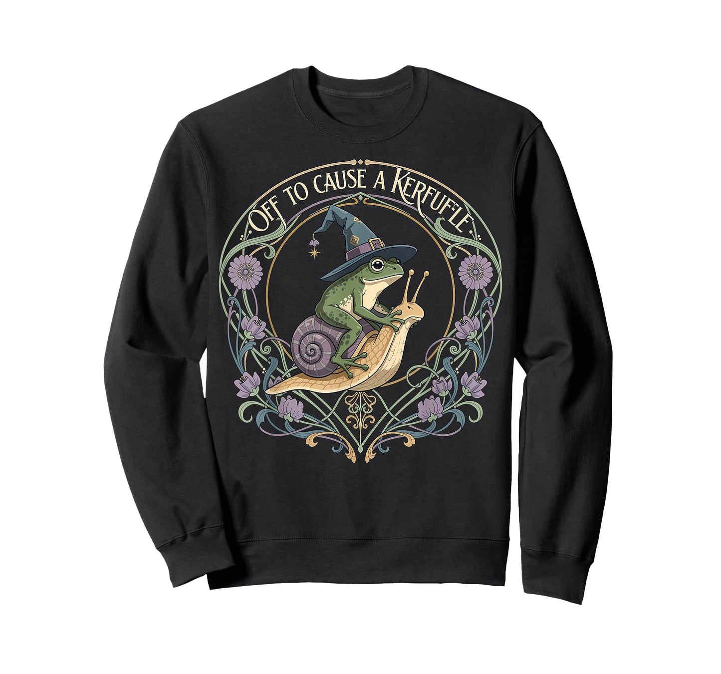 Off to Cause A Kerfuffle Witchy Frog Wizard Snail Meme Humor T-Shirt