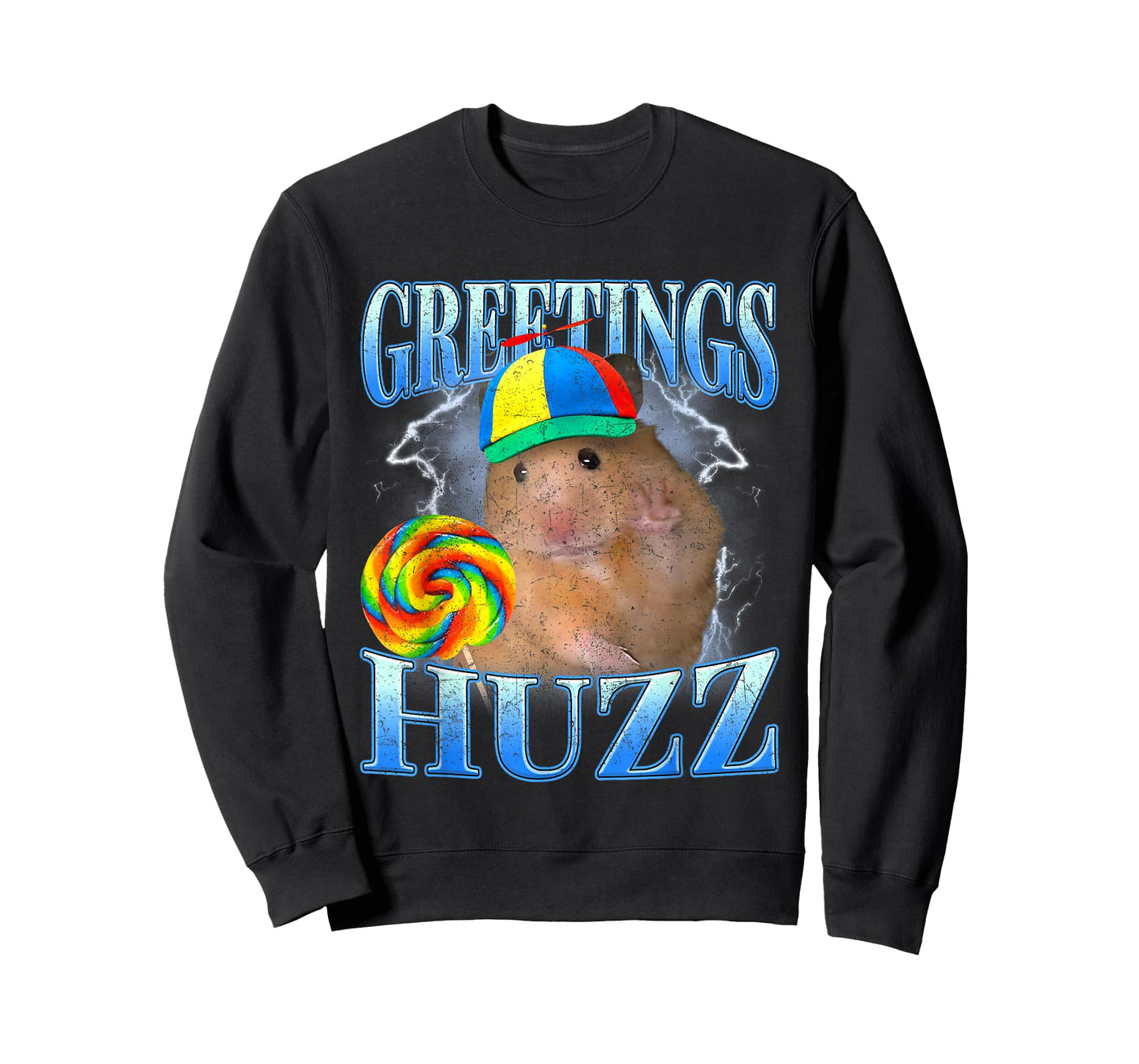 Retro Lollipop Hamster Meme Greetings Huzz Funny Gen Z Alpha T-Shirt