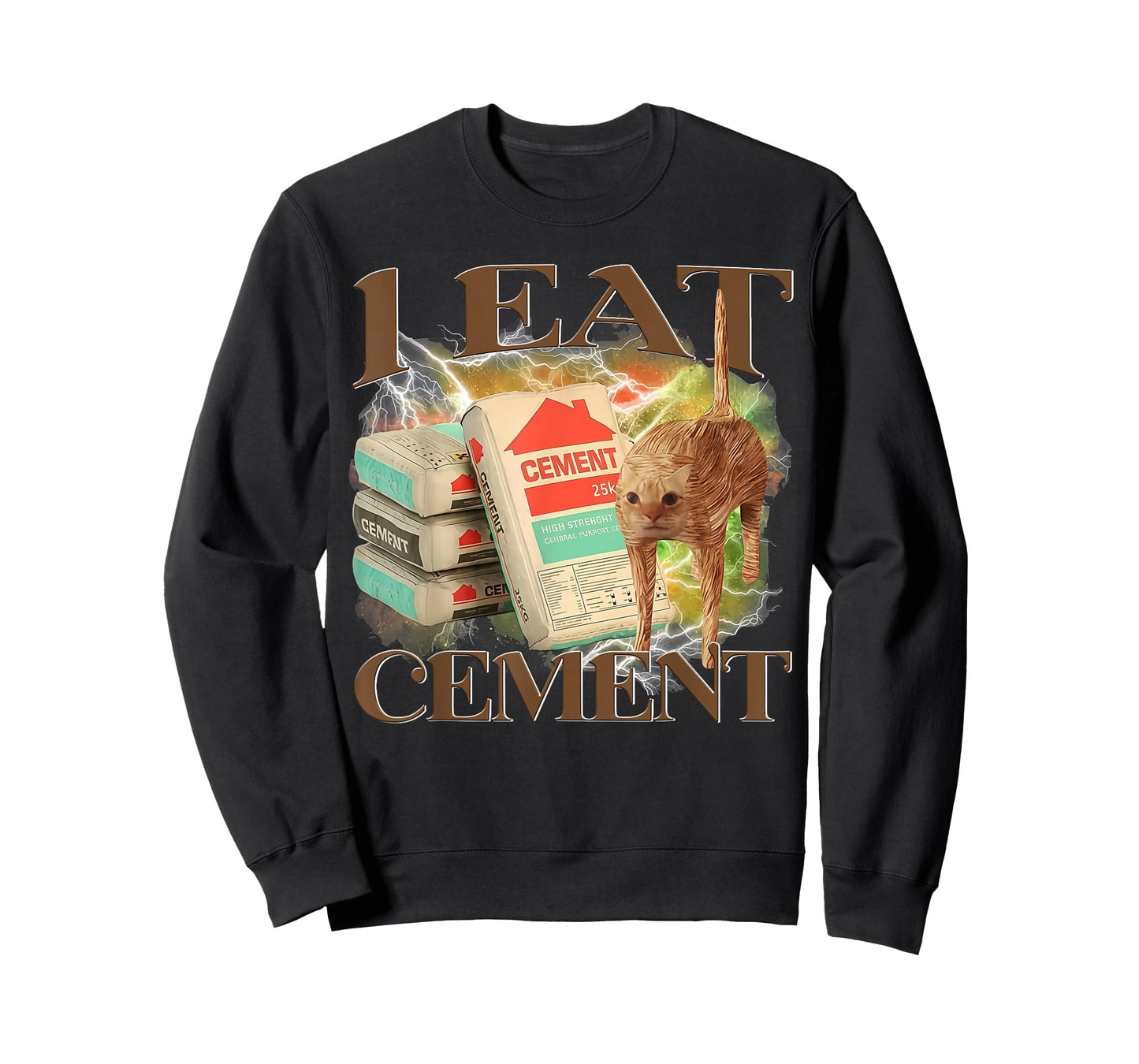 I Eat Cement Funny Cat Meme Humor T-Shirt