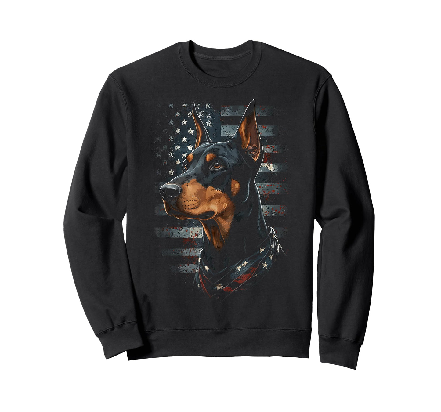 Doberman Pinscher Dog American Flag Patriotic Vintage USA T-Shirt