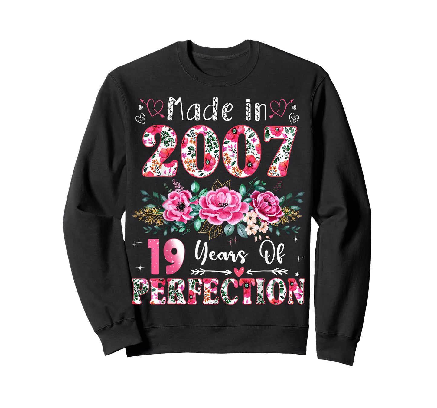 19 Year Old Made in 2007 Floral 19th Birthday Women T-Shirt