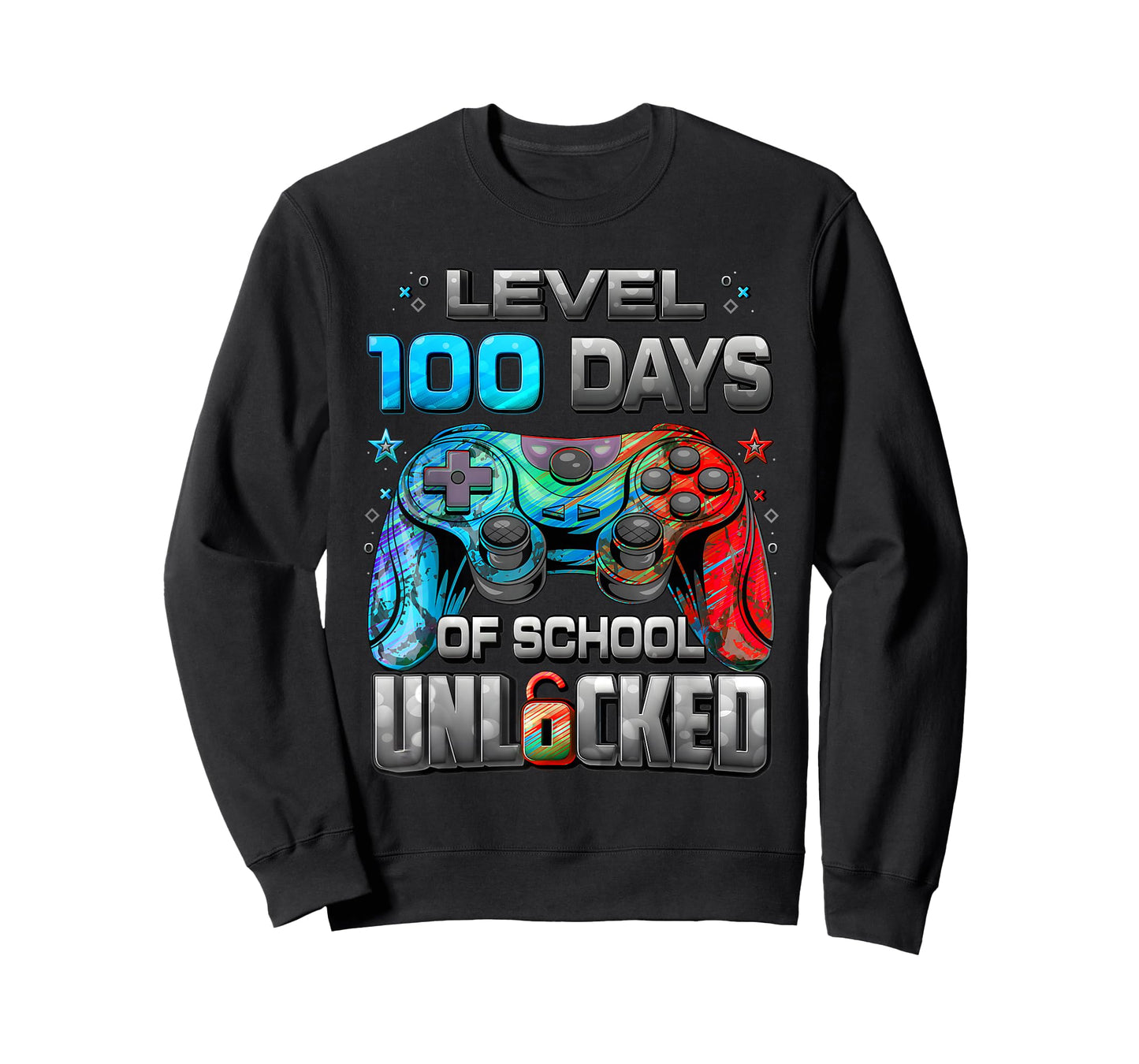 Level 100 Days of School Unlocked Gamer Video Games Boys T-Shirt