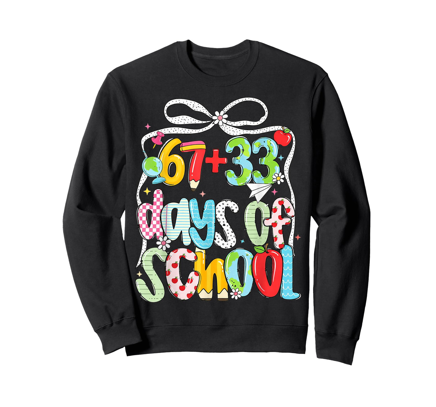 Preppy 67+33 Days of School Bow 100 Days Classroom T-Shirt