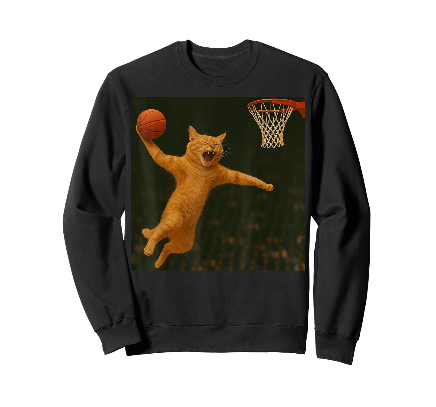 Cat Dunking Basketball Mid-Air T-Shirt
