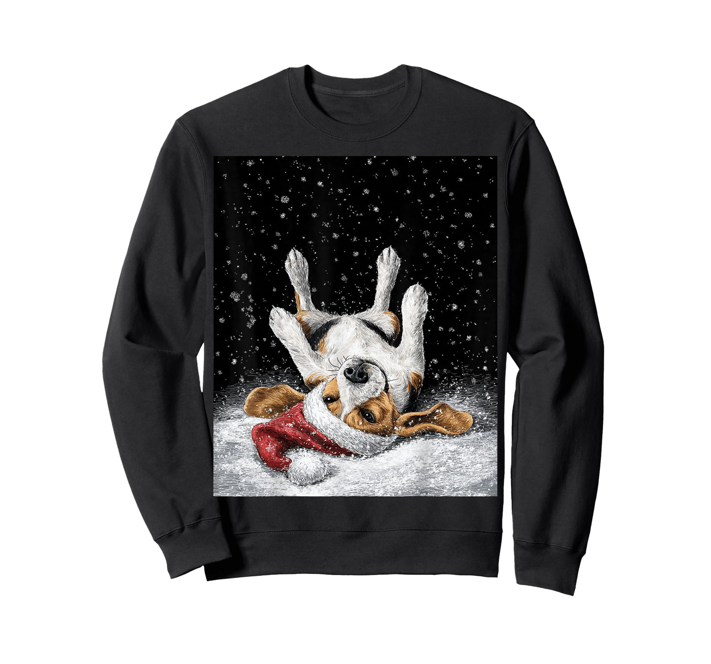 Christmas Beagle Black T-Shirt