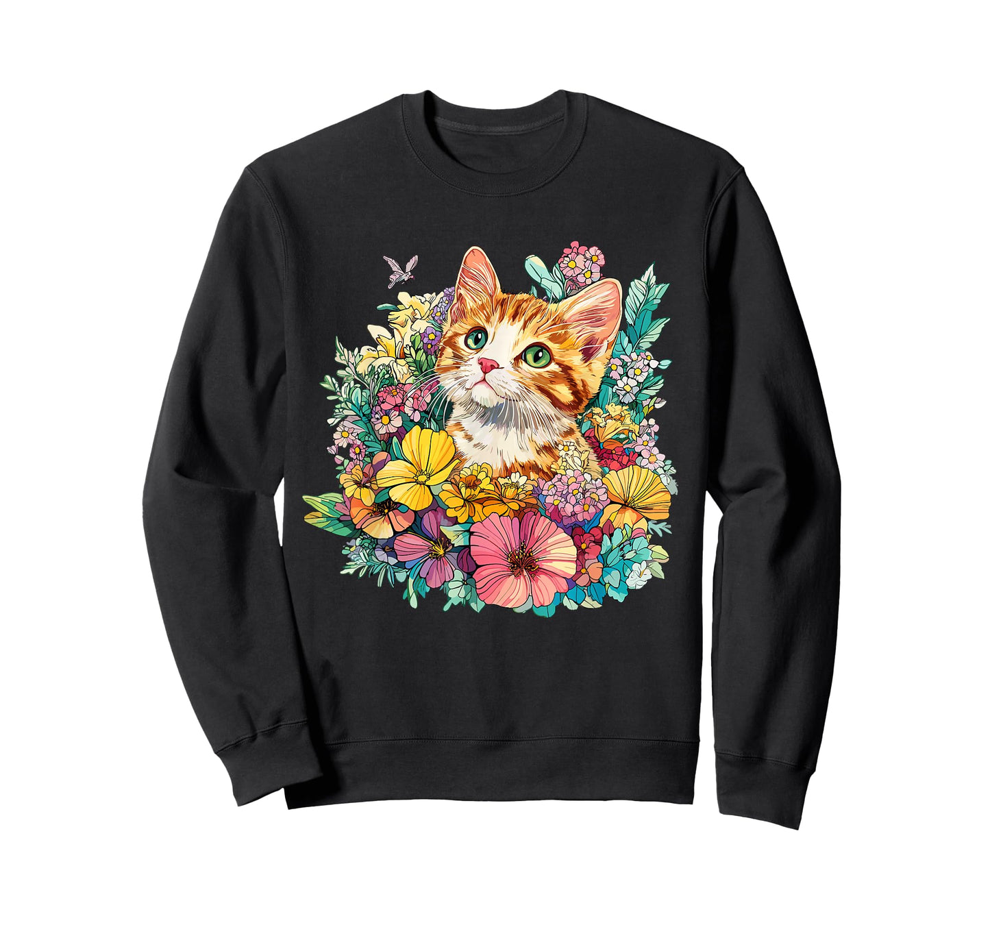 Cute Orange Tabby Cat in Wildflowers Spring Meadow T-Shirt