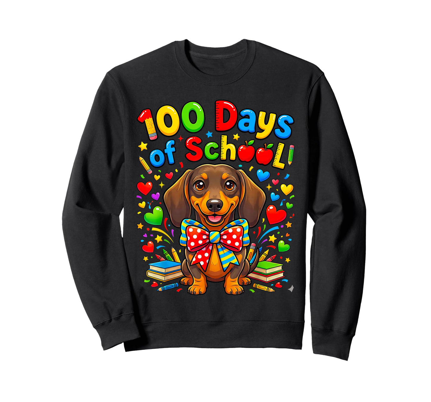 100 Days of School Dachshund Funny 100 Days Kids Teachers T-Shirt