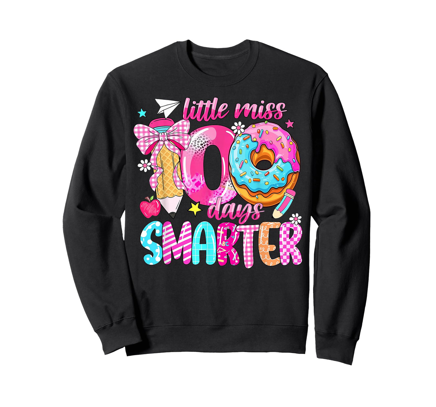 Little Miss 100 Days Smarter Donut 100 Days of School Girl T-Shirt