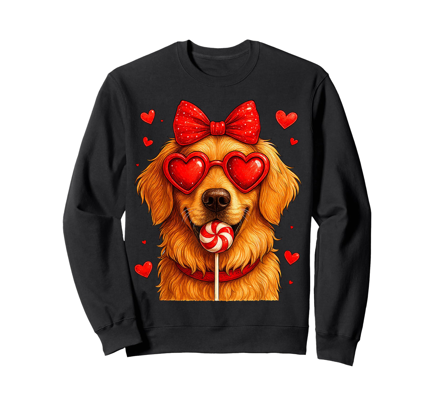 Cute Golden Retriever Valentine Heart Candy Valentines Day T-Shirt