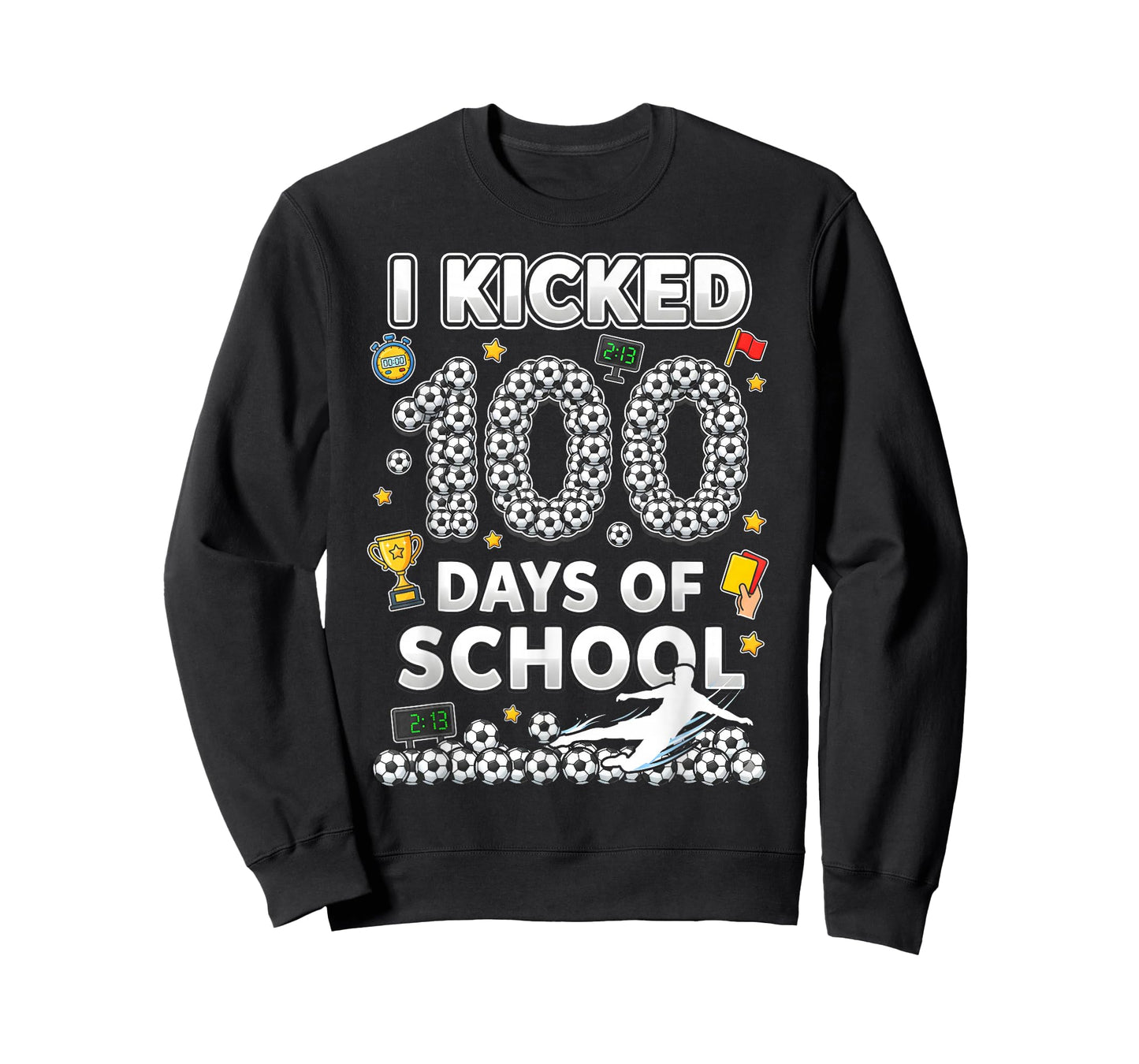 I Kicked100 Days of School Soccer Ice Cram Drip 100th Boys T-Shirt