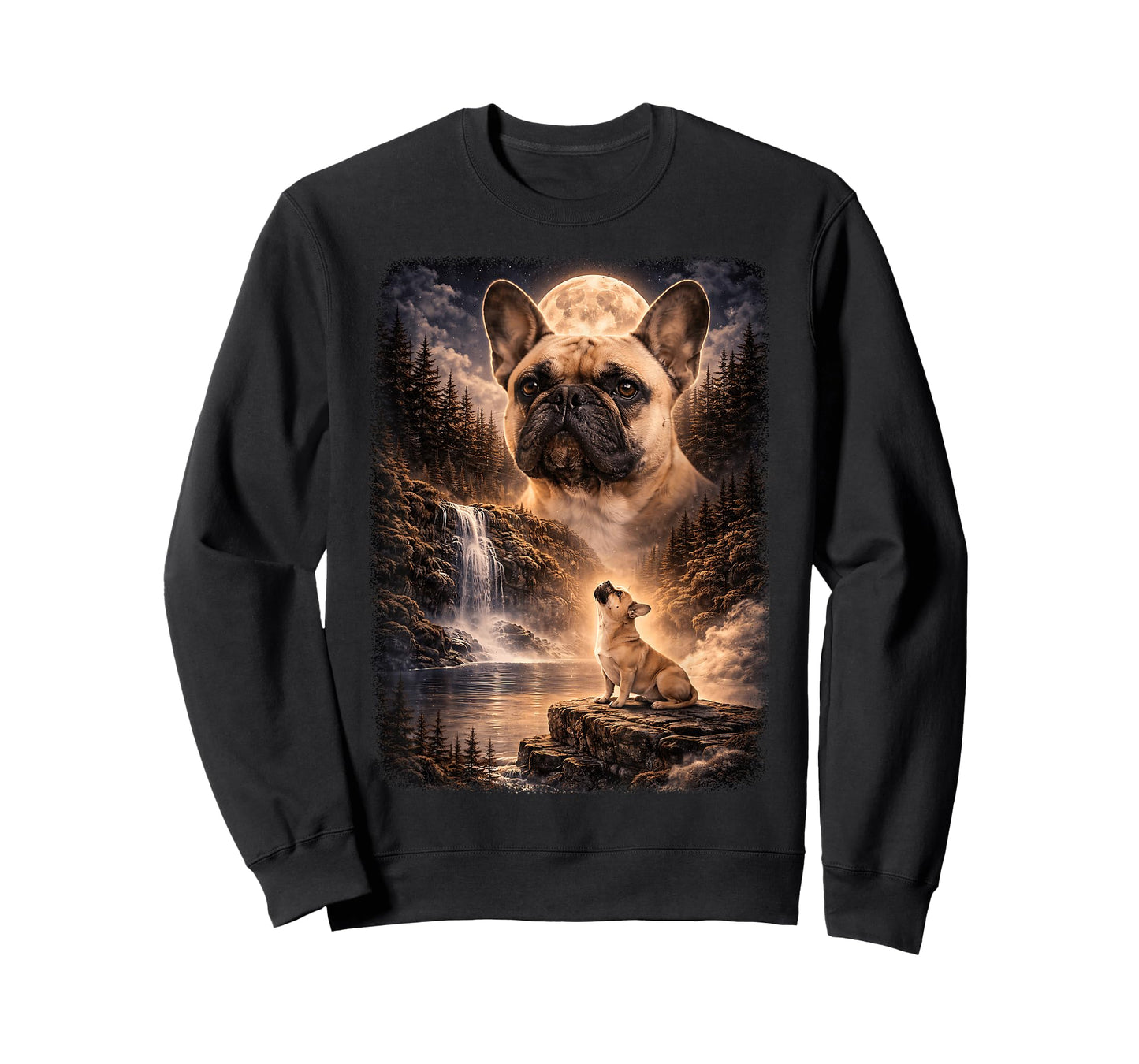 French Bulldog Howling at Moon Vintage Funny Mystic T-Shirt