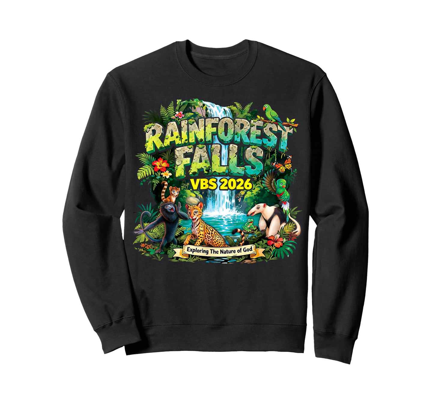 Rainforest Falls VBS 2026 Jesus Faith Bible Verse Kids T-Shirt