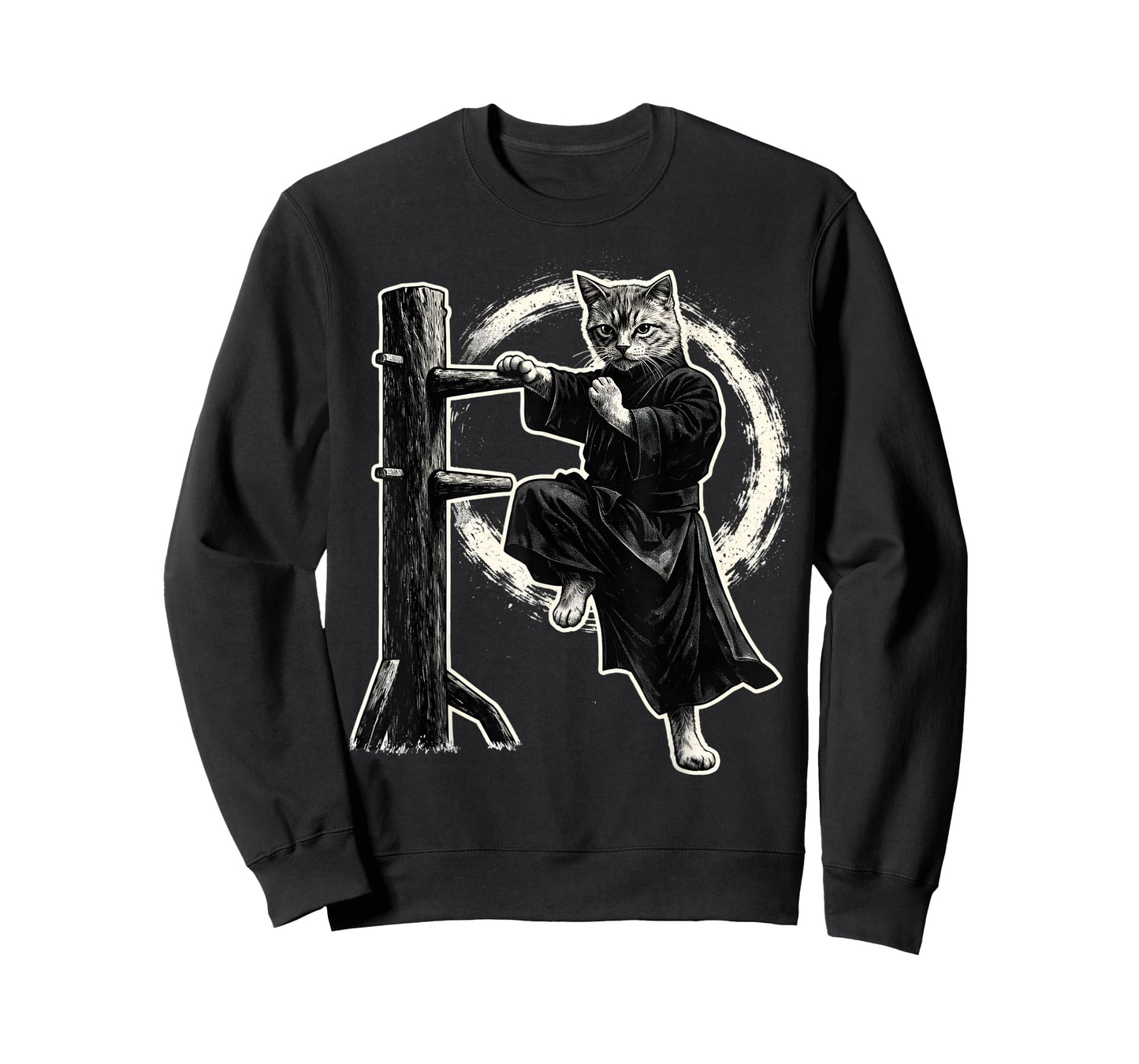 Wing Chun Master Cat Vintage Kung Fu Martial Art Black White T-Shirt