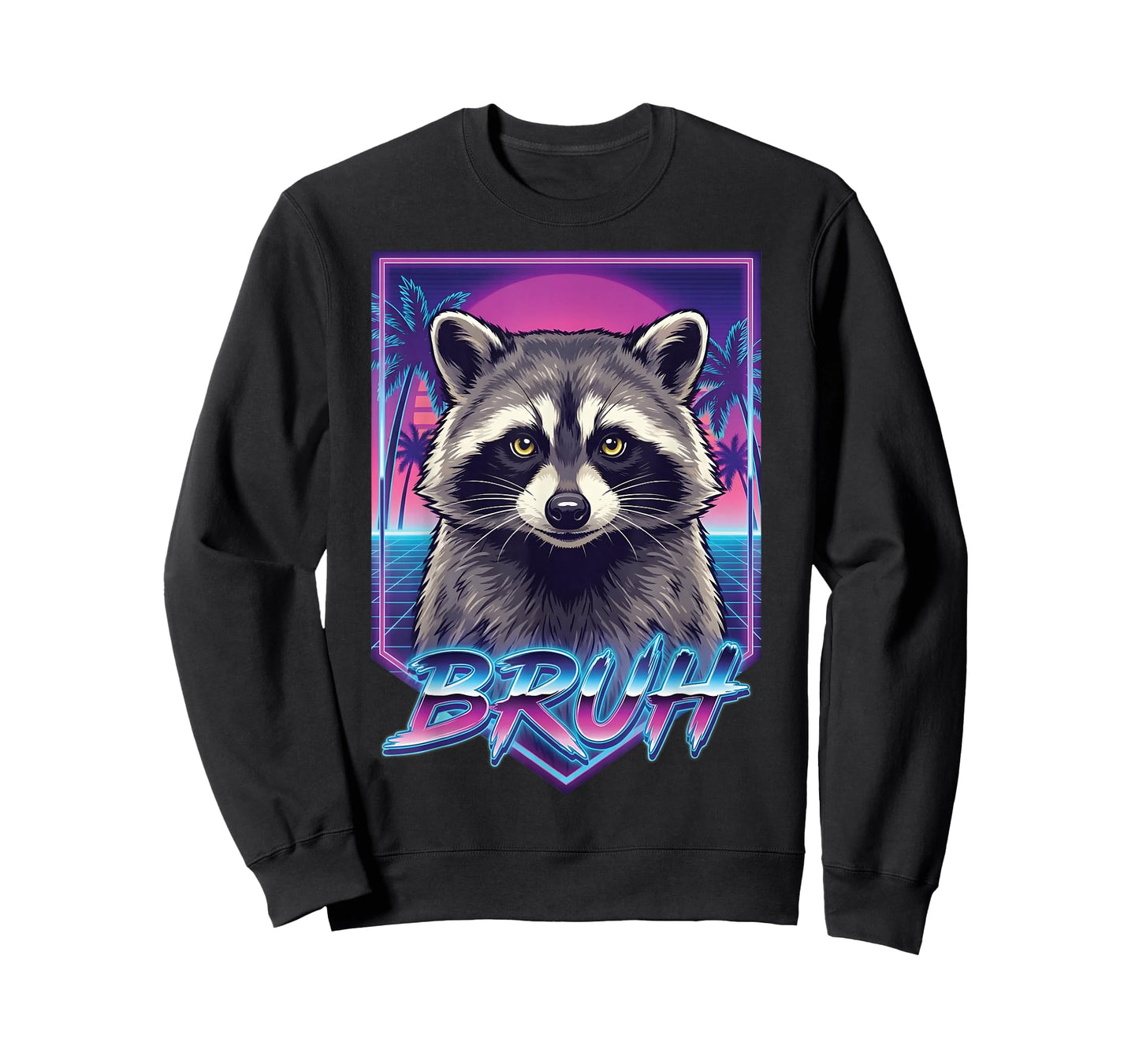 Funny Raccoon Bruh Teens Boys Girls Kids Men Vintage Retro T-Shirt