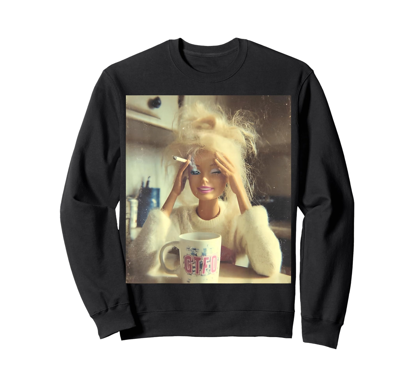Funny Doll Face Sarcastic Doll Smoking Y2K T-Shirt