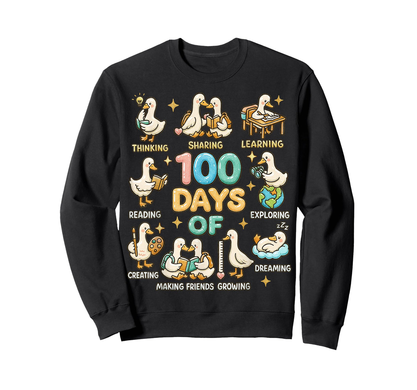 Cute 100 Days of School Goose Teacher Classroom Humor T-Shirt