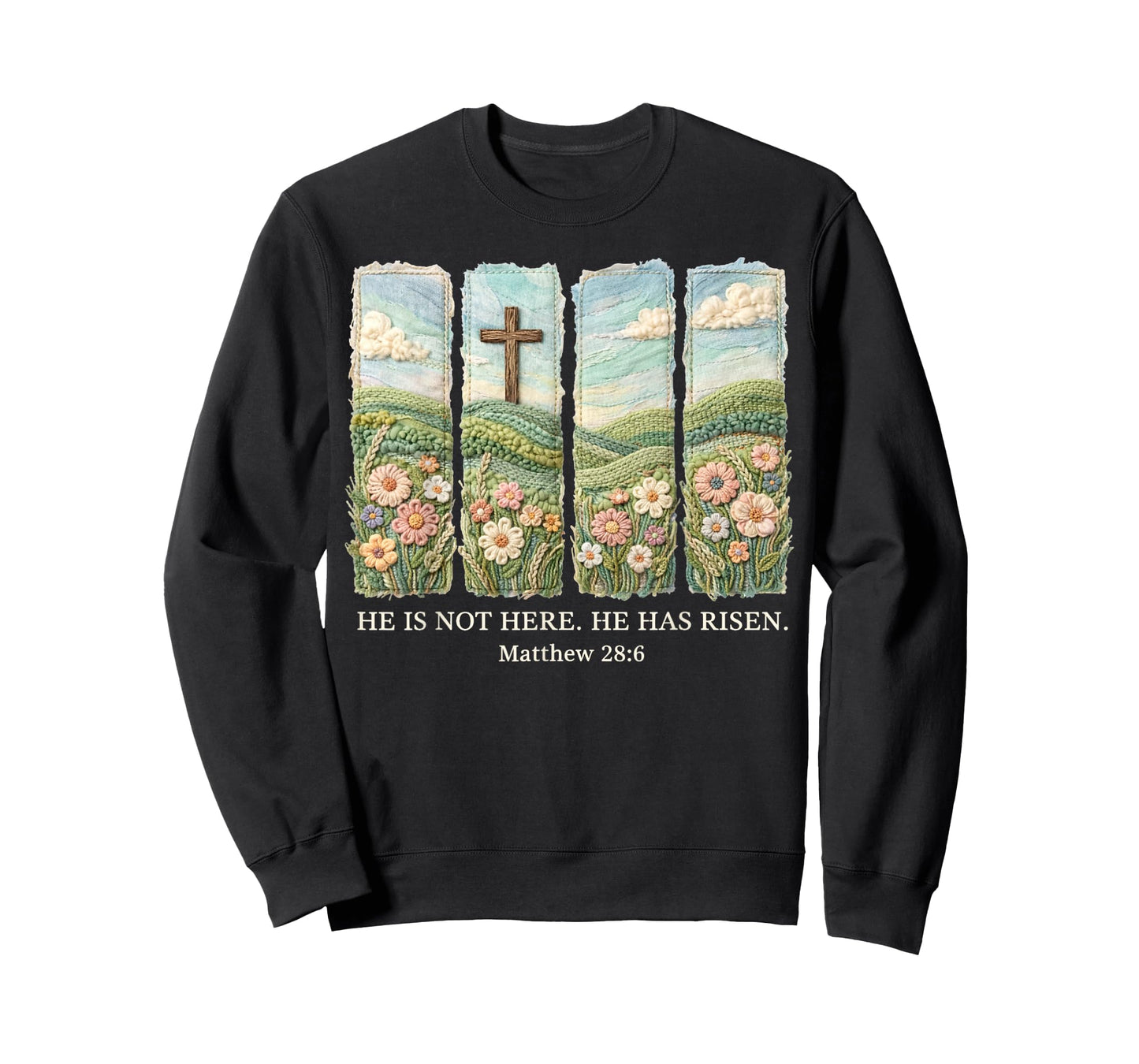 He is Risen Christian Wildflower Happy Easter Women Girls T-Shirt