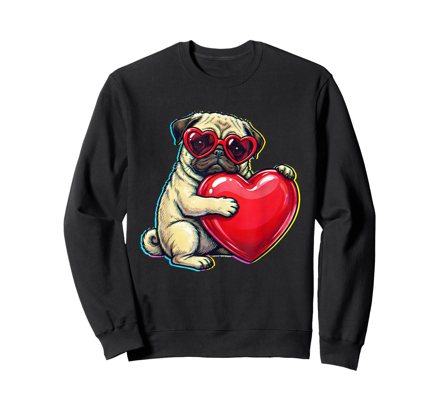 Vintage Pug Funny Youth Life Dad Mom Retro Dog Heart Meme T-Shirt
