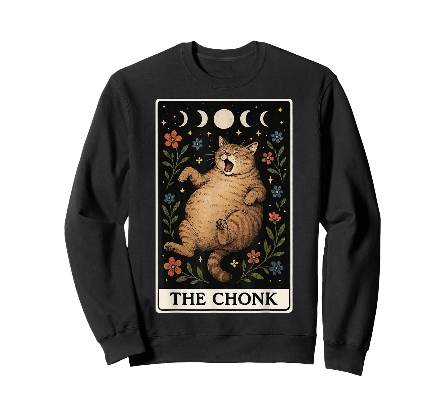 The Chonk Funny Fat Cat Meme Tabby Cat Tarot Card Witchy T-Shirt