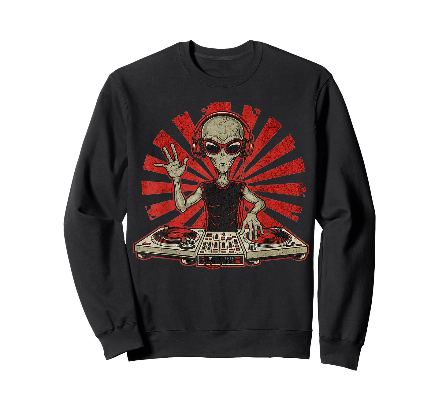 Funny DJ Graphic Tee Music Lover Alien DJ Music Mixer T-Shirt